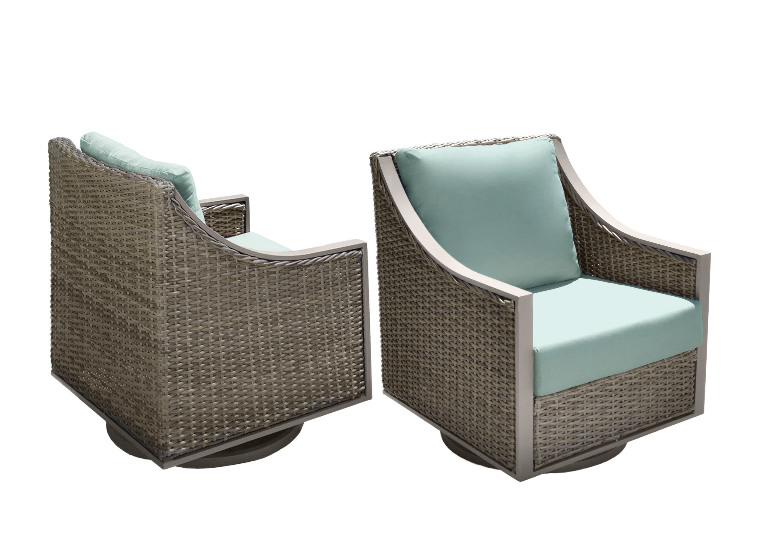 Abbyson Home Corbin Swivel Chair (2-Pack), Spa Blue Fabric And
