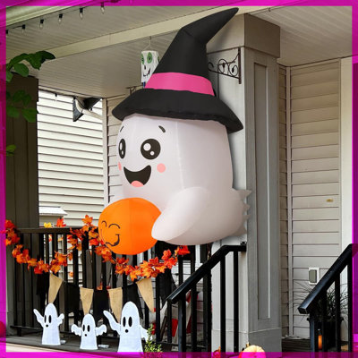 Décoration de jardin gonflable fantôme de 3,6 pi avec des lumières DEL intégrées pour la fête de jardin d'Halloween