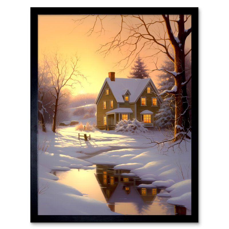 Alexaundrea Sunrise Winter Cottage - Single Picture Frame Print