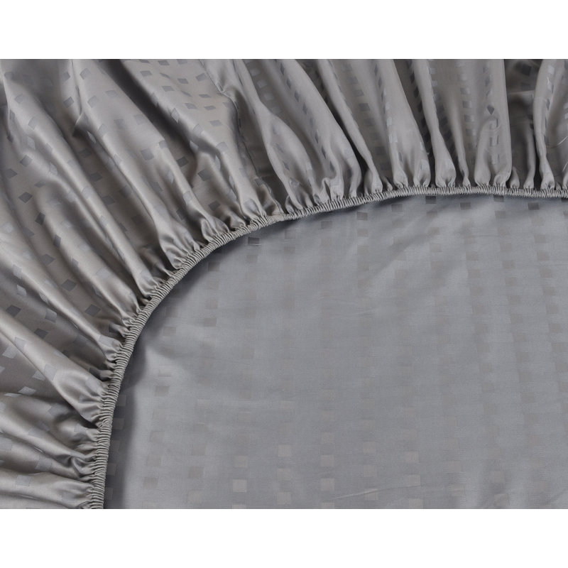 Egyptian Cotton Sateen Striped Sheet Set, Gray, Full Sheet Set with 2 Pillowcases