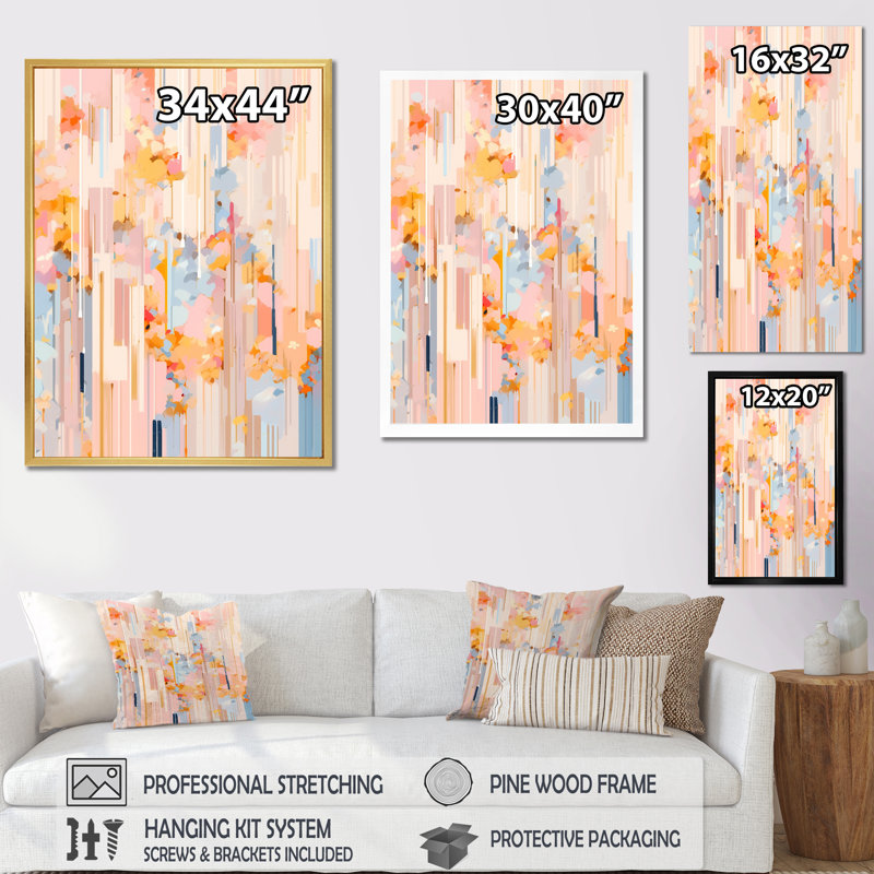 Modern Pink Cherry Blossom Bold Stripes - Abstract Canvas Prints, Wrapped Canvas, 40" H x 30" W