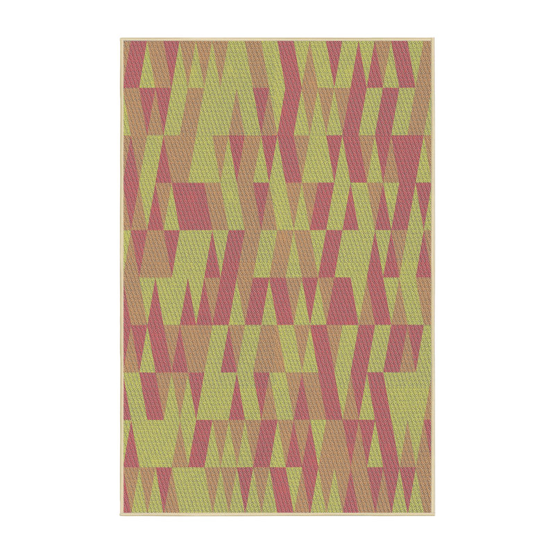 Tapis rose/motif jaune à motif, Rectangle 5 pi x 7 pi
