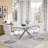 5-Piece Modern Dining Set, 70” Faux Marble Rectangular Table with Metal Base & 4 PU Leather C-Shape Base Chairs-115234424-115234425-115234427