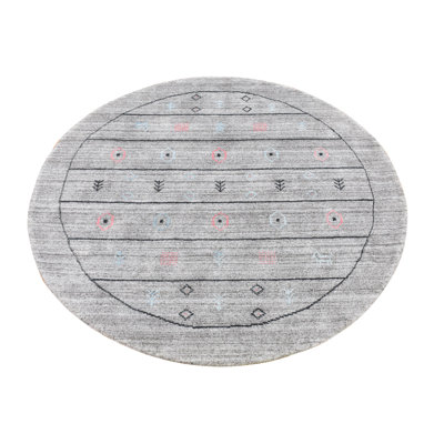 Minhtri One-of-a-Kind 4'1" New Age Round Area Rug in Gray