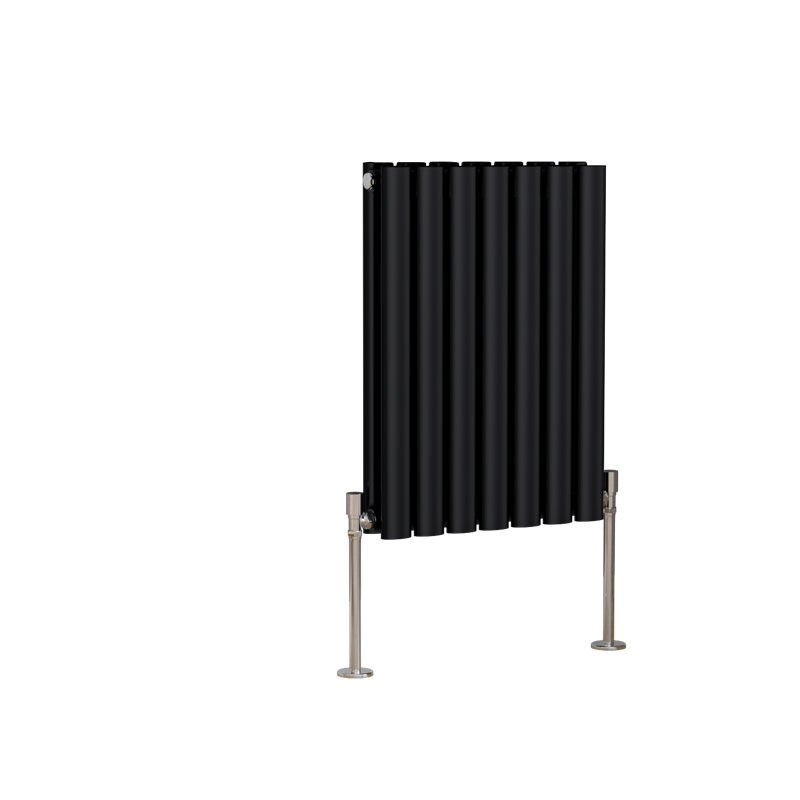 Shoshana Vertical Oval Panel Radiator, 180cm H x 23.6cm W, 2, Normal Black