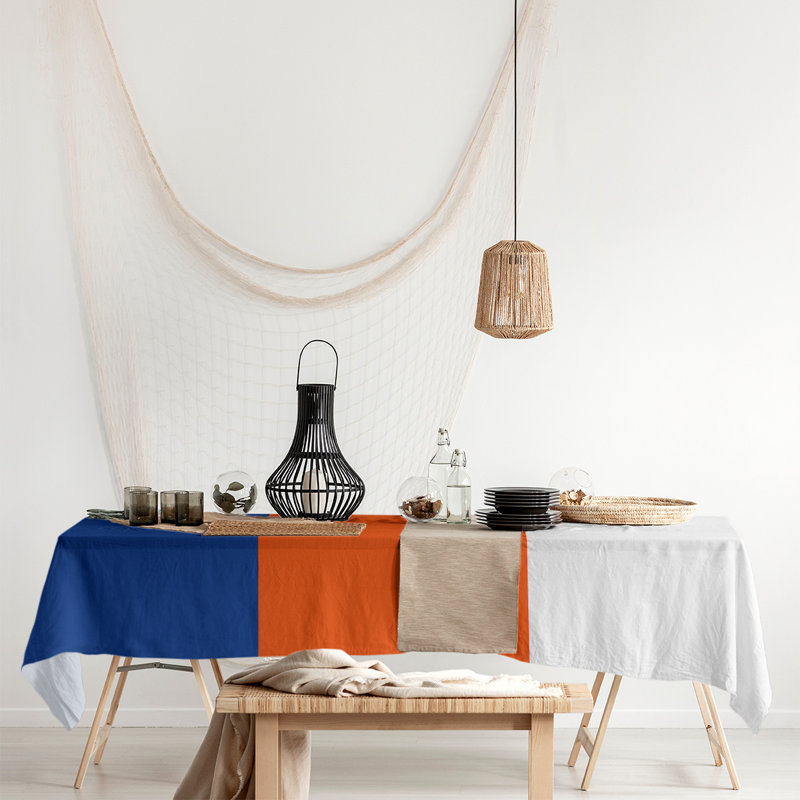 New York NYC Table Runner, Royal Blue/Orange/White, Cotton Blend, 102" x 58"