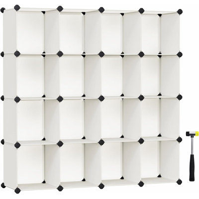 Rebrilliant Set of 16 Plastic Cubes, Book Shelf, Closet Organizers and Storage, Camel Brown