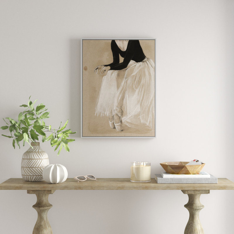 « ballet study i », peinture sur toile, Cadre flottant blanc, H 25,7 po x l 19,7 po x P 1,75 po