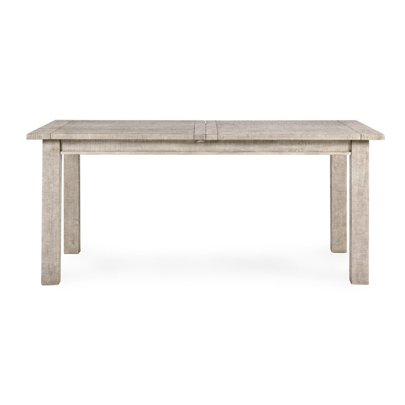 Delphine Extendable Solid Reclaimed Wood Dining Table, Distressed Ivory