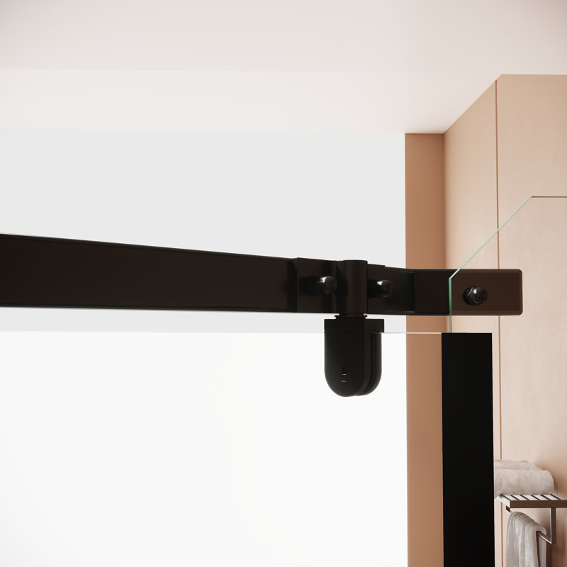 Porte de douche pivotante néo-angle sans cadre Sylas, Noir mat