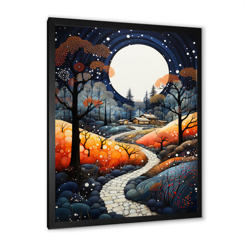 Motif campagnard pointillisme III, Cadre photo noir, H 20 po x l 12 po x P 1 po
