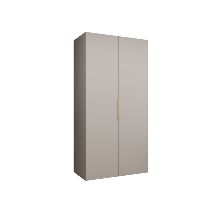 Manufactured Wood Wardrobe, Grey/Gold