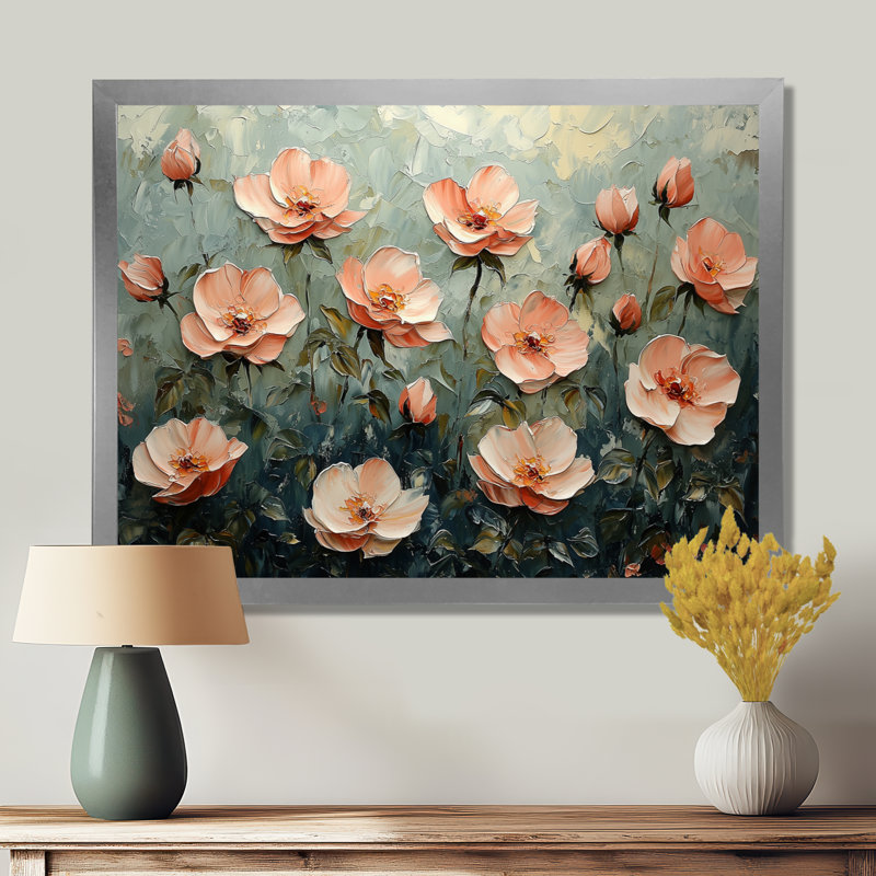 «Roses Flowers Fragrance Of Serenity I», art mural sur toile Roses, H 30 po x l 40 po, Argent