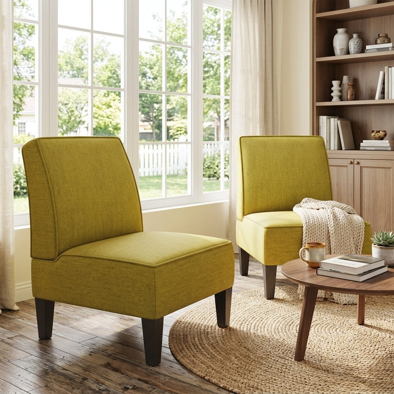 Leanne Upholstered Slipper Chair, Green