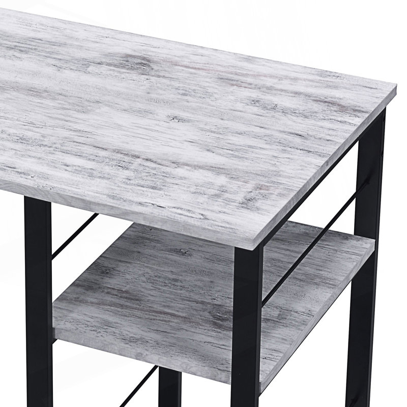 Bureau d'écriture avec tablette à 2 niveaux, Blanc antique / noir