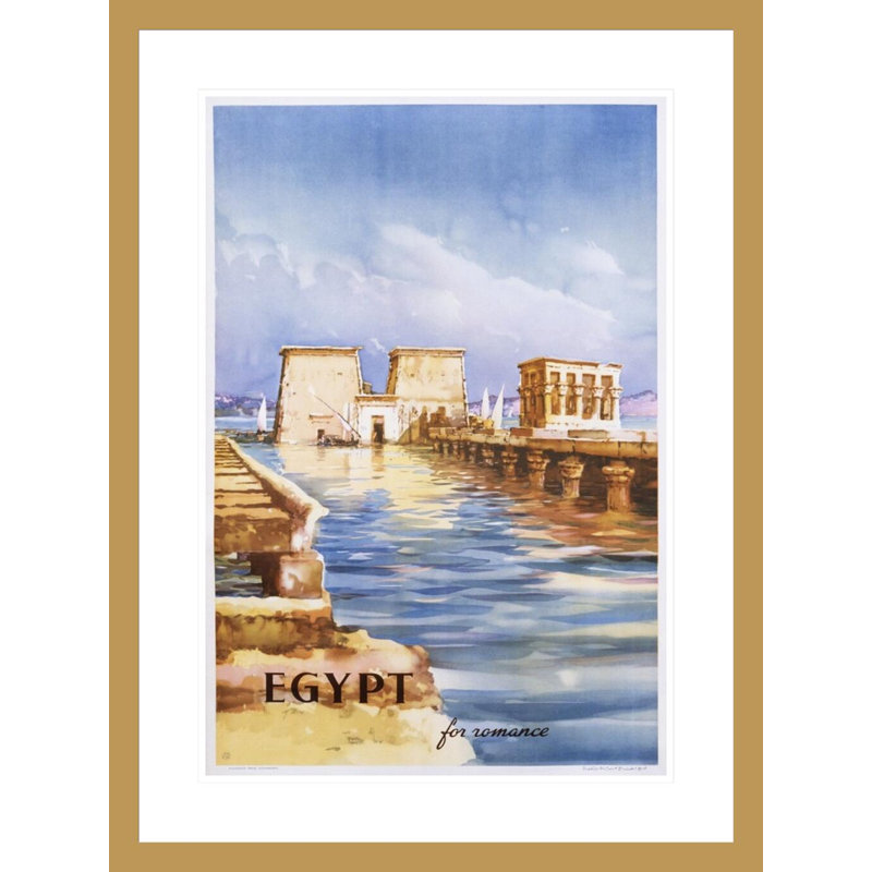 «Égypte pour affiche romantique» par Inconnu - Reproduction giclée encadrée, H 29,5 po x l 22,12 po