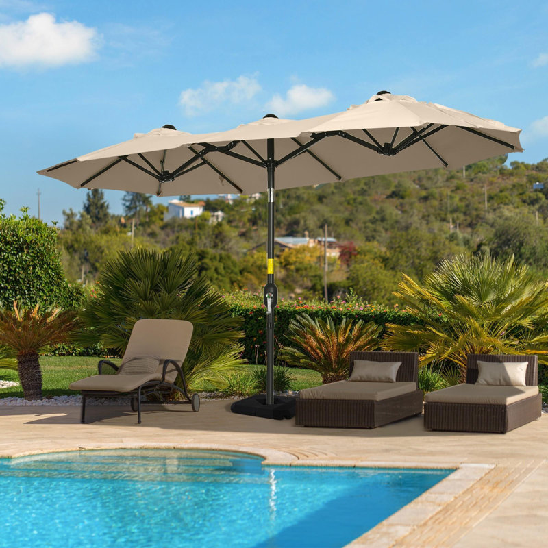 Parasol de terrasse extérieur avec mécanisme d'inclinaison, Brun