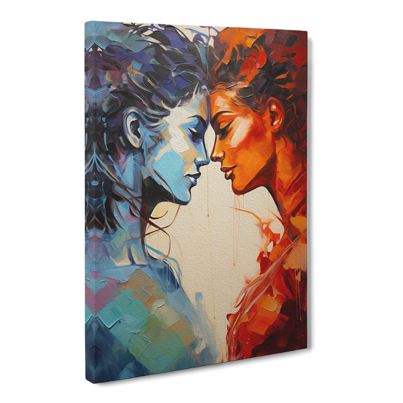 Two Women In Love Action Painting - No Frame Print, 76cm H x 50cm W x 3cm D
