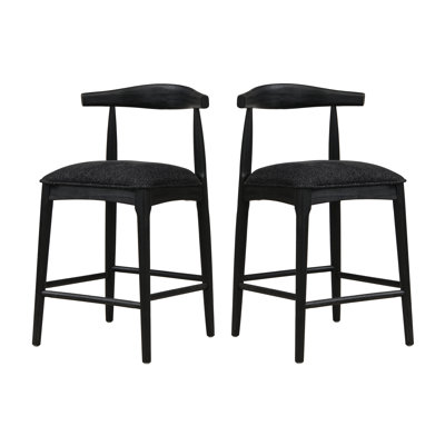 Tabouret de comptoir en tissu noir (ensemble de 2)