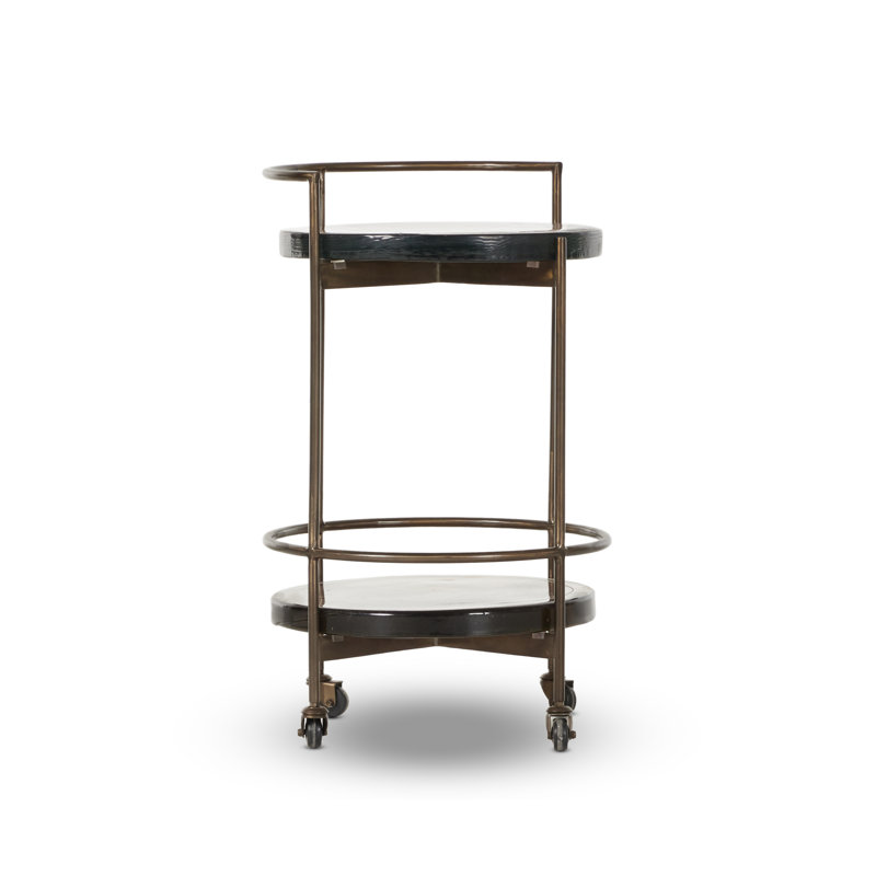 Alline Metal Bar Cart, Smoked Brown