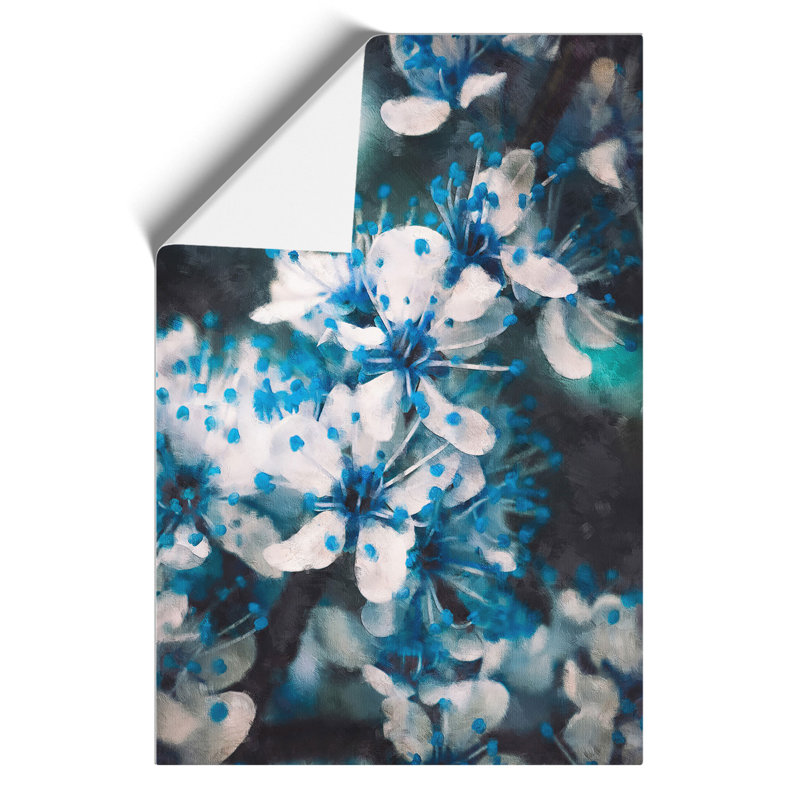 Blue Cherry Tree Flowers Painting - Frameless Print, 30cm H x 21cm W x 0.1cm D