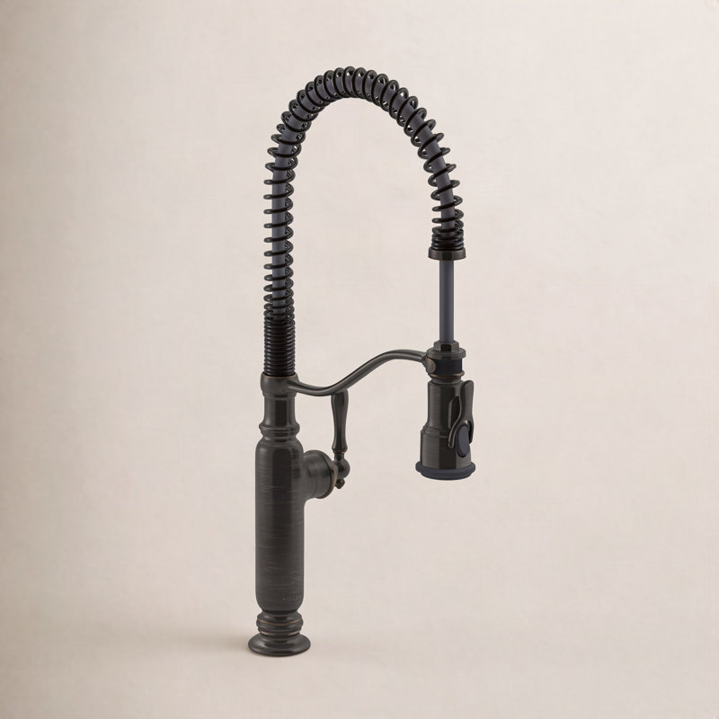 Kohler Tournant Single Handle Semi-Professional Pre-Rinse Kitchen Faucet with Three-Function Pull Down Sprayer