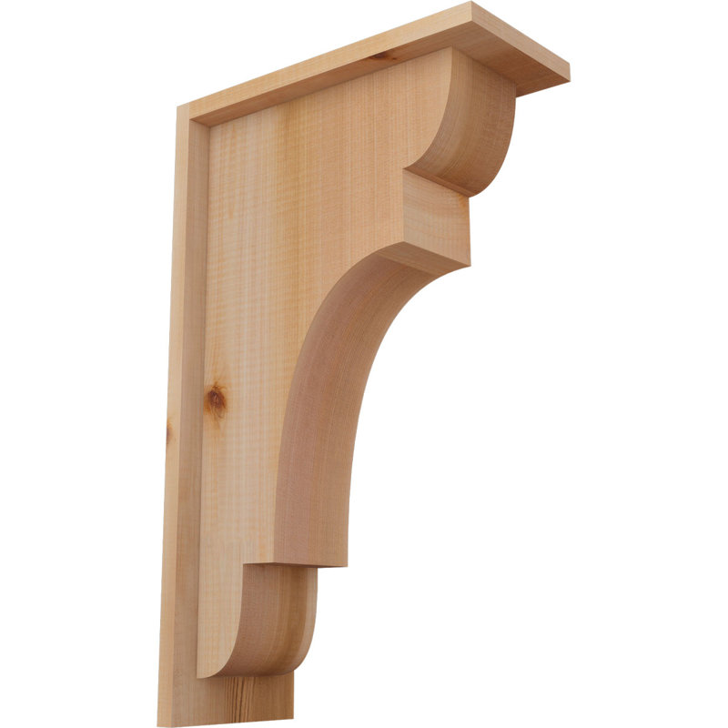 L 5 1/2 po x P 12 po x H 20 po New Brighton Smooth Corbel avec plaque arrière, cèdre rouge de l'Ouest, Cèdre rouge, Lisse