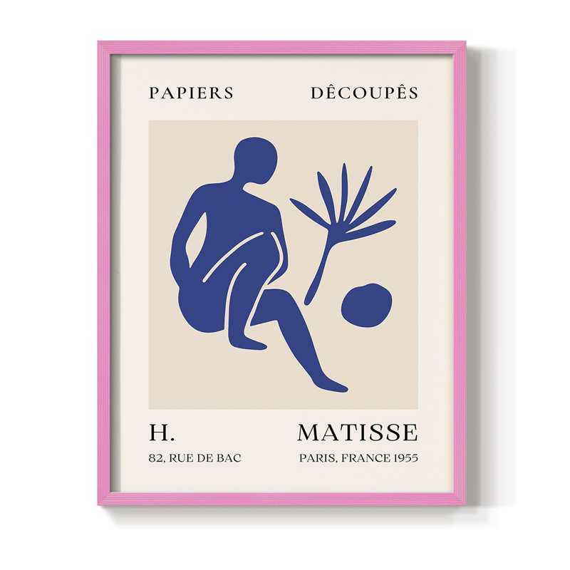 Matisse CLX, reproduction encadrée - bois massif, Rose, H 10 po x l 8 po