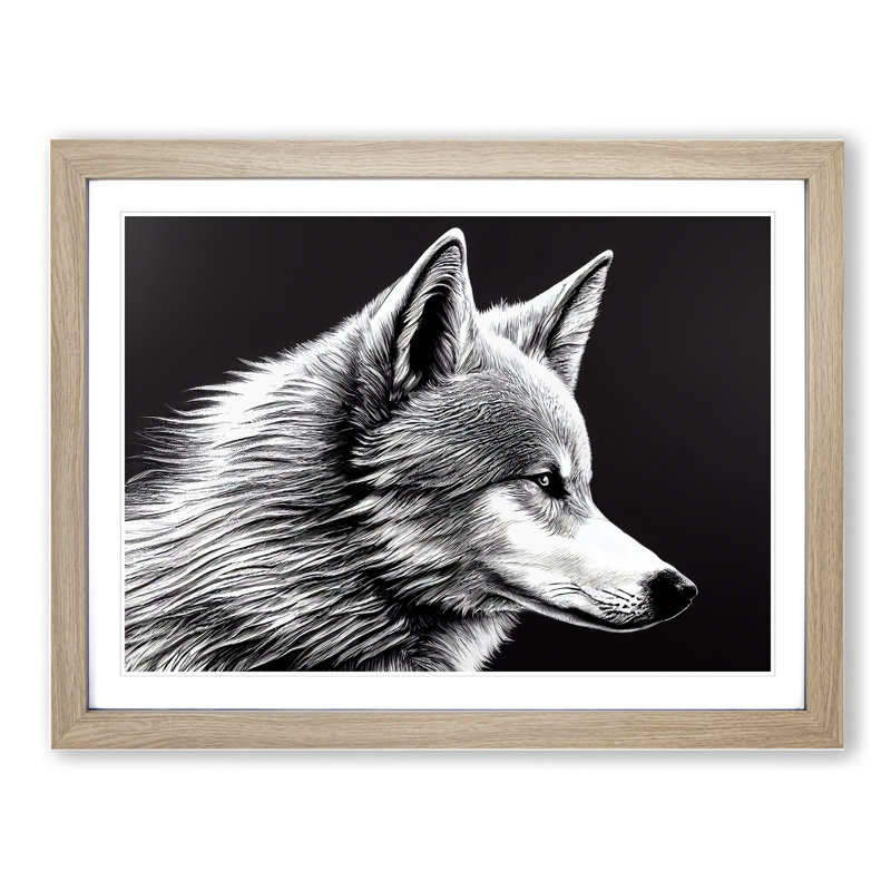 Spectacular Wolf - Framed Print, 46cm H x 64cm W x 2cm D, Oak