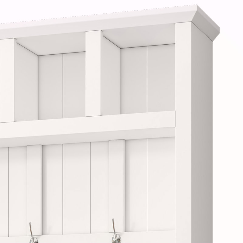 Farmhouse Wooden Style 78''H Modern Hall Tree with Wide Storage Seating Bench, Entryway Shoe Cabinet with 13 Compartments