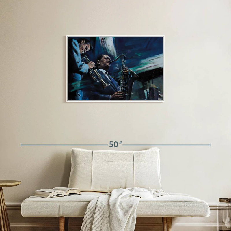 Bleu froid, Cadre flottant blanc, 31 po x 21 po