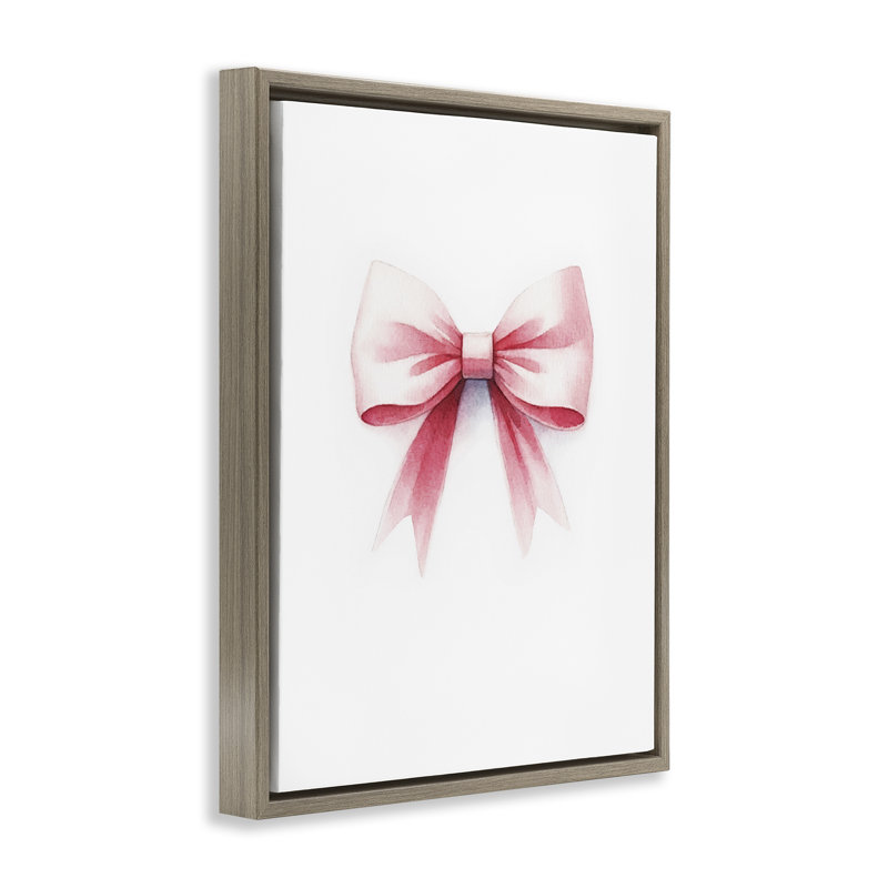 «Soft Soft Fading Pink Bow Floater», art mural par Amanda Greenwood, Cadre flottant orme Montalcino, H 21 po x l 17 po