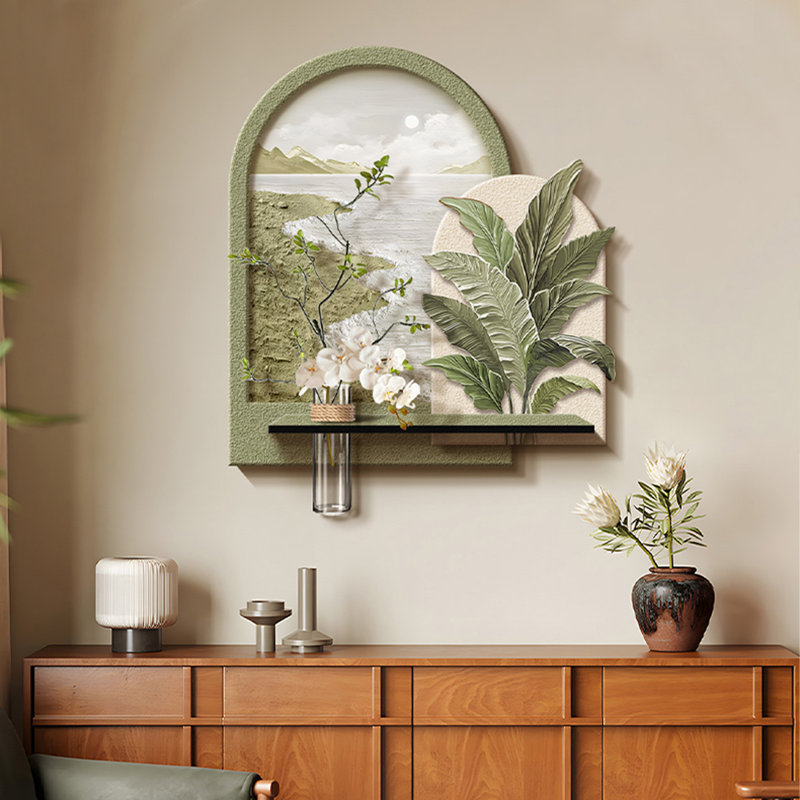 Art mural vert grès forme libre, H 29,92 po x l 27,56 po