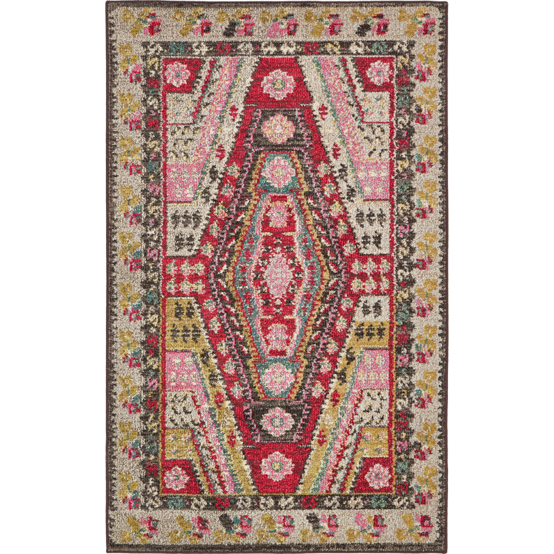 Tapis brun / crème Lonniet Southwestern, Rectangle 2 pi x 3 pi 1 po