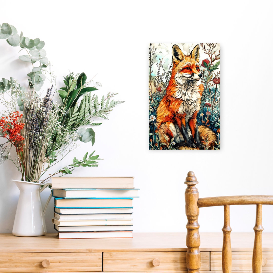 Whimsical Woodland Fox Rustic Serene Vibrant Fox Forest Nature Wall Art Print