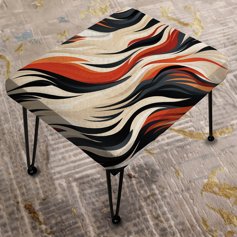 Orange And Beige Esoteric Flow - Abstract Rectangle Ottoman