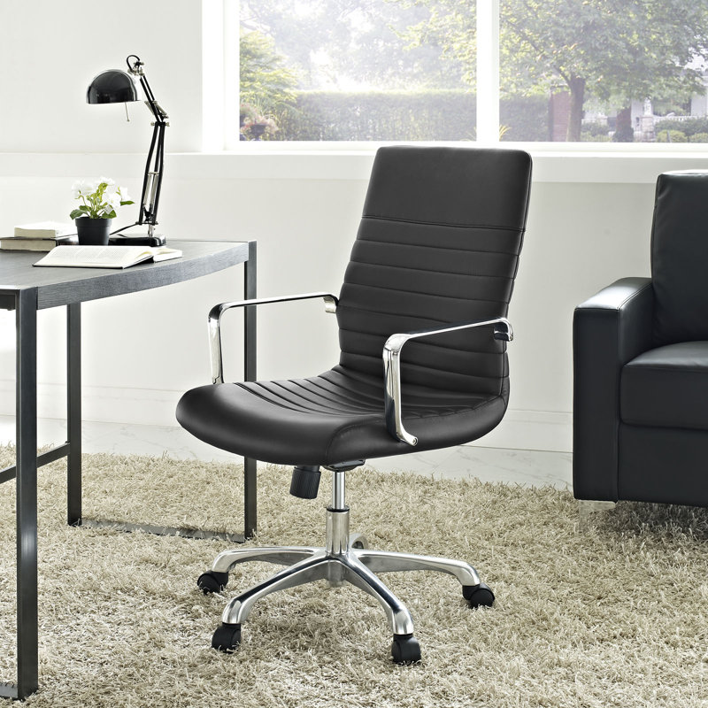 Chaise de bureau en vinyle Ripple, Noir