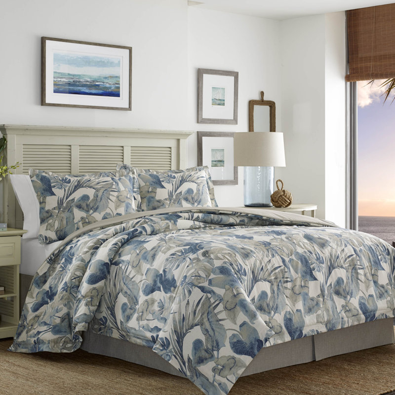 Ensemble de literie Tommy Bahama Raw Coast réversible en coton bleu, Housse de couette très grand et 2 très grandes t
