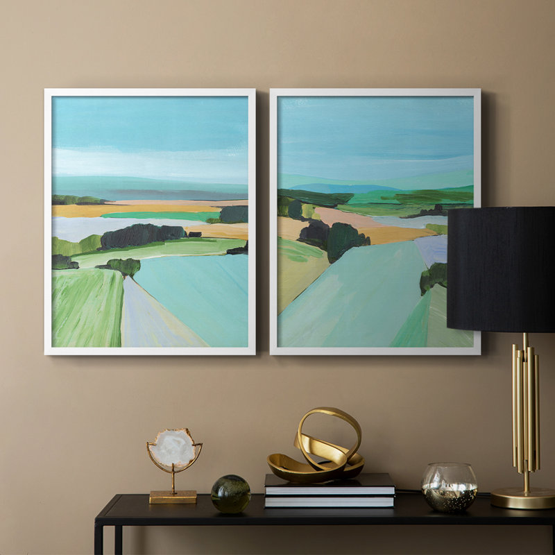 «Bright Coloured Countryside III», reproduction encadrée de qualité supérieure - prête à être accrochée - aucun clou requis - aucun clou requis