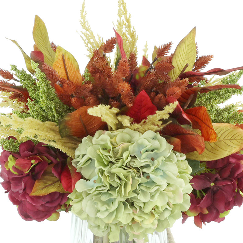 Fall Arrangement With Assorted Hydrangea, Heather And Pampas