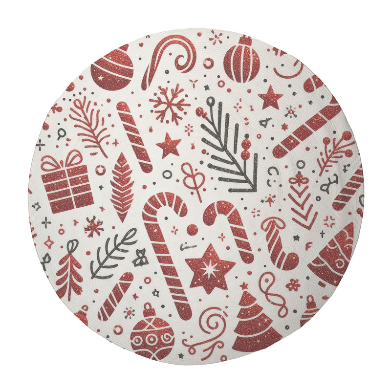 Tapis tressé Christmas Glitterburst, Rond 5 pi