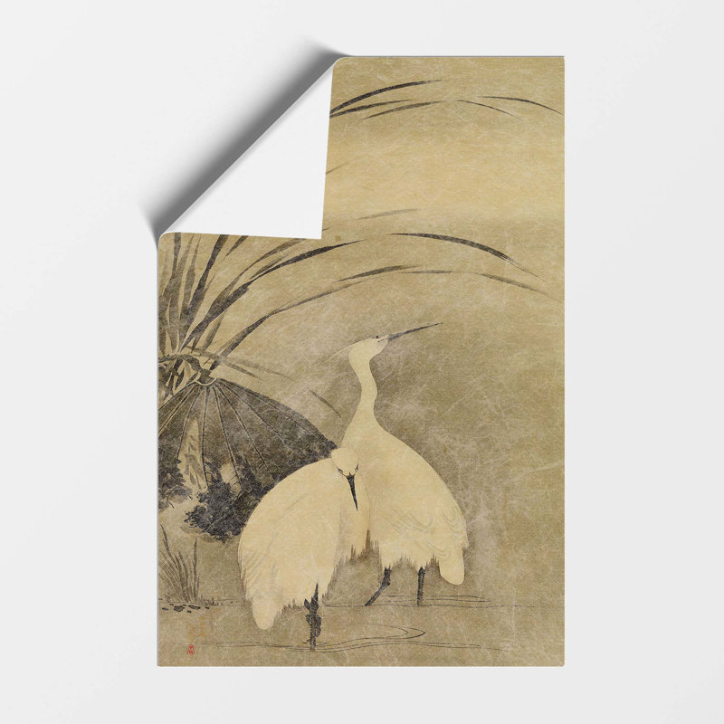 Two Egrets by Sakai Hoitsu - No Frame Painting, 59.4 cm H x 42 cm W