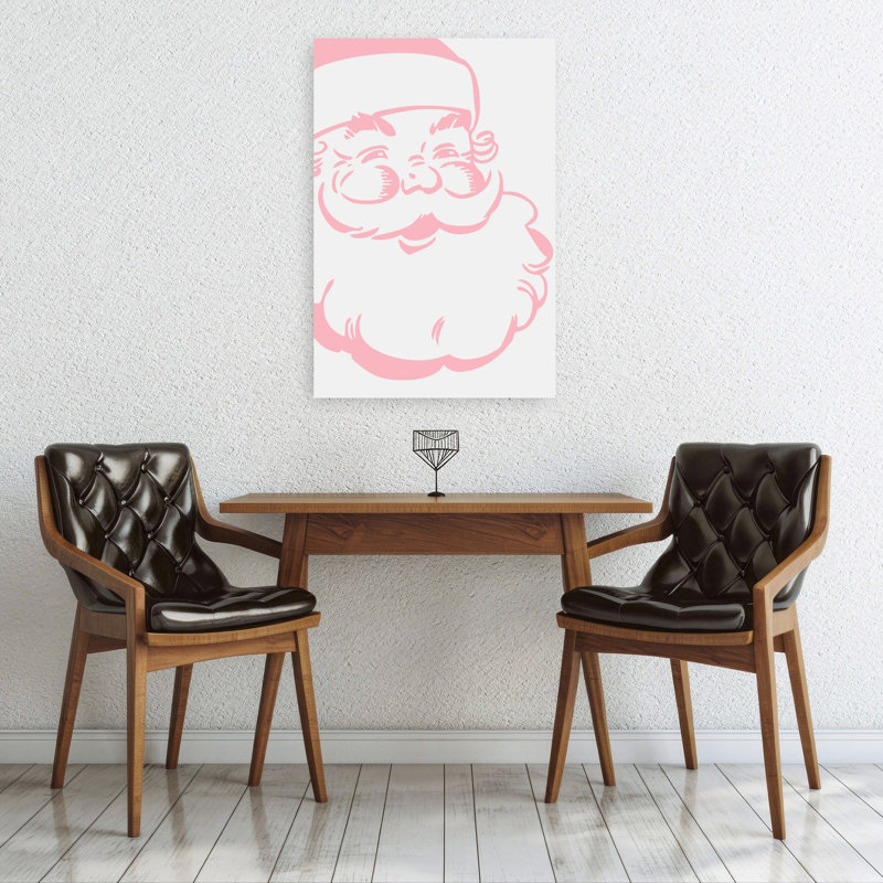 «Jolly Pink Santa», reproduction d'art classique rétro classique, 36" H x 24" W