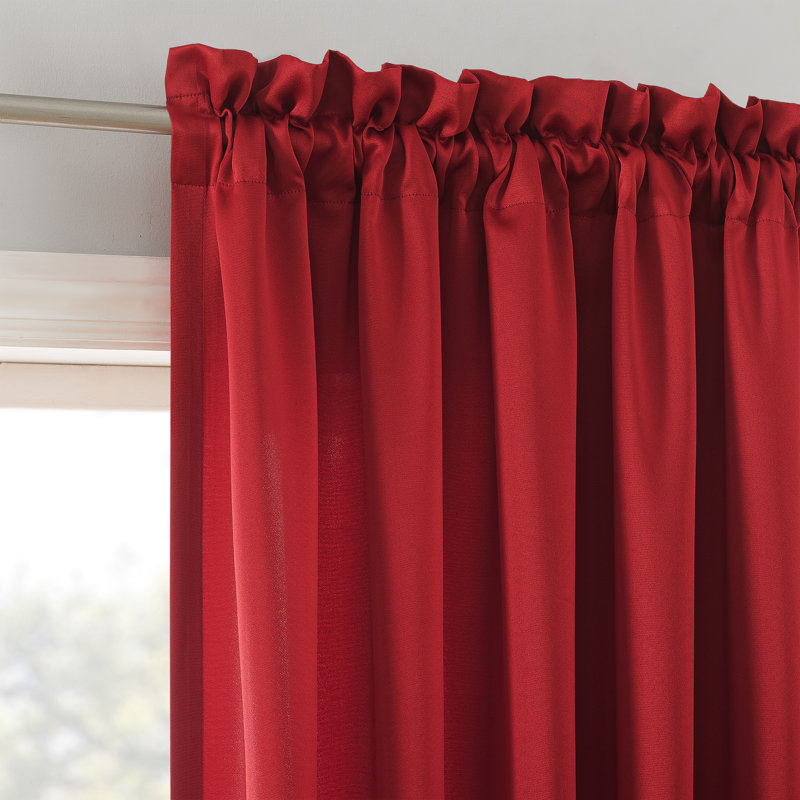 Millen Wayfair Basics® Thermal Room Darkening Rod Pocket Curtain Panel, Holiday Red, 54" W x 95" L