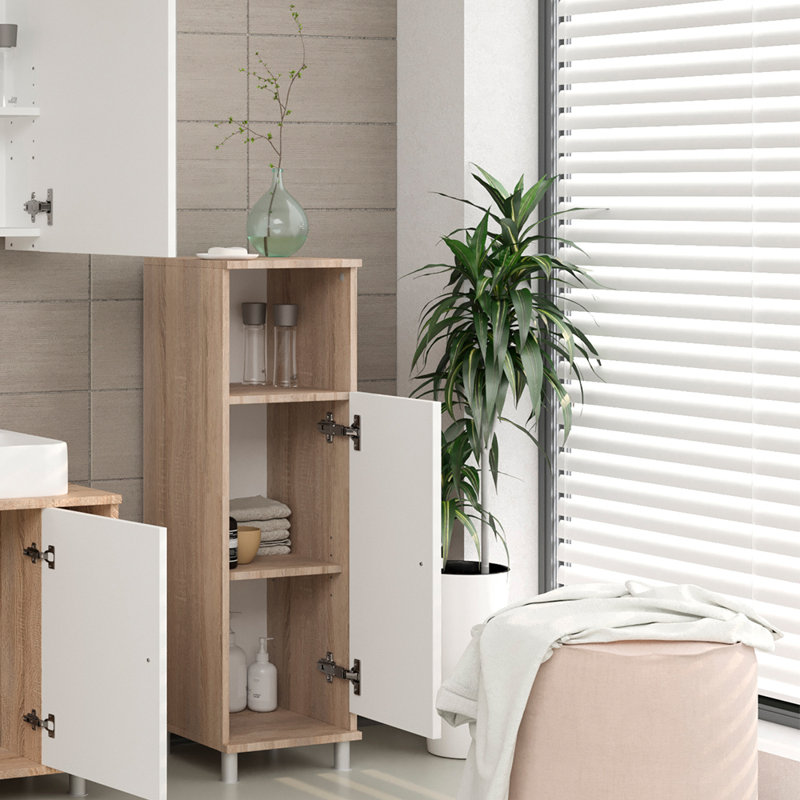 Villareal 30Cm W x 95Cm H x 30Cm D Free-Standing Tall Bathroom Cabinet, Sonoma oak