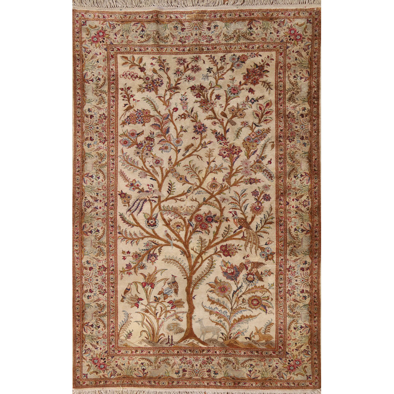 Tapis antique en soie 4 x 7