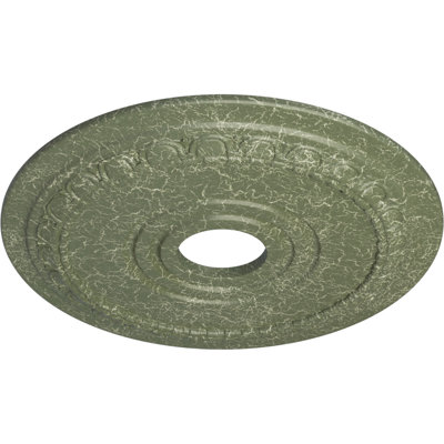 Médaillon de plafond Endurathane Munich, DE 17 1/2 po x P 3 5/8 po x P 1 po (convient aux auvents jusqu'à 5 5/8 po), fini craquelé vert athénien peint à la main