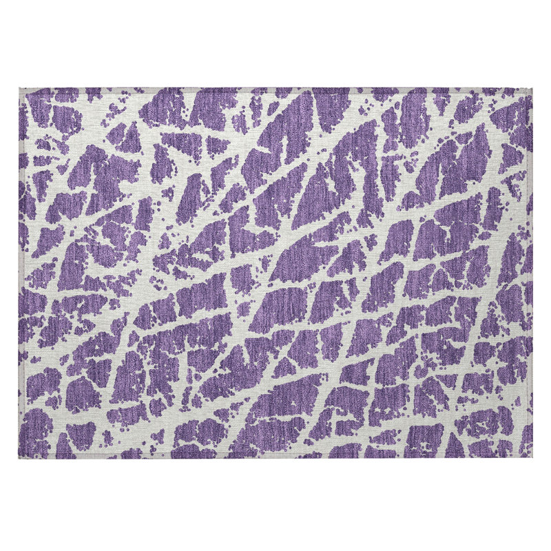 Tapis extérieur lavable et antidérapant 2 pi x 3 pi mauve et blanc