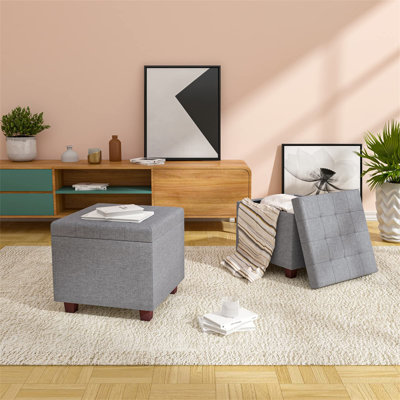 Ahmaad 45cm Wide Square Solid Colour Ottoman with Storage