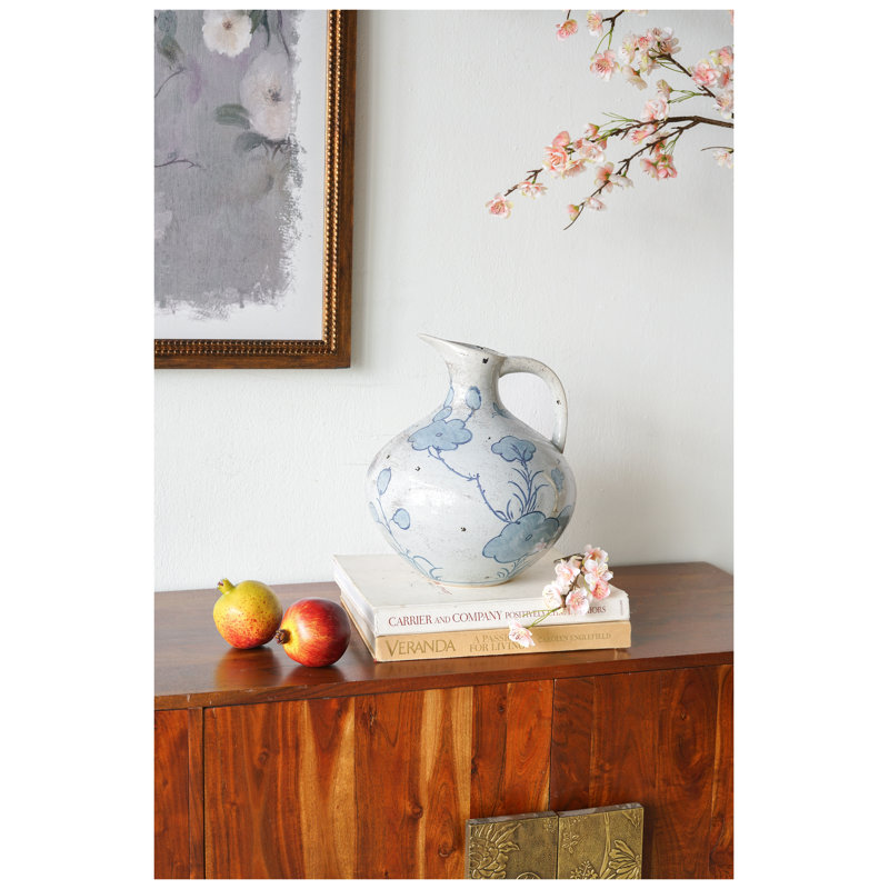 Vase en céramique bleu et blanc Bulbous